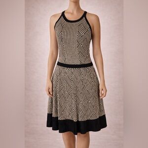 Parker Black and Cream Geometric Dress